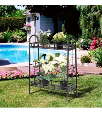 2-Tier Heavy Duty Metal Flower Plant Stand