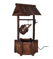 Garden Rustic Wishing Well Wooden Water Fountain with Pump