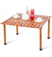 Folding Wooden Camping Roll Up Table with Carrying Bag for Picnics and Beach