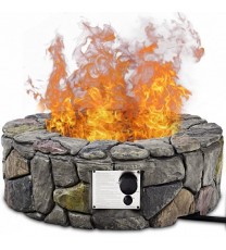 28 Inch Propane Gas Fire Pit with Lava Rocks and Protective Cover