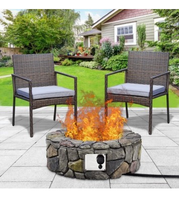 28 Inch Propane Gas Fire Pit with Lava Rocks and Protective Cover