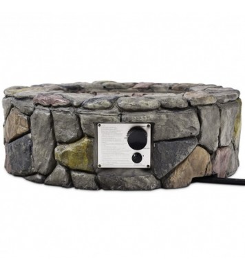 28 Inch Propane Gas Fire Pit with Lava Rocks and Protective Cover