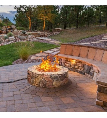 28 Inch Propane Gas Fire Pit with Lava Rocks and Protective Cover