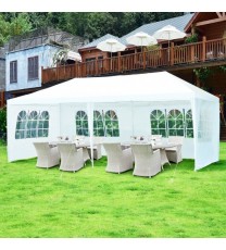 10 x 20 Feet 6 Sidewalls Canopy Tent with Carry Bag-White