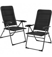 2 Pieces Outdoor Folding Patio Chairs with Adjustable Backrests for Bistro and Backyard-Black