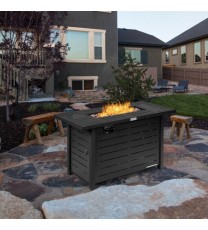 42 Inch 60 000 BTU Rectangular Propane Fire Pit Table with Waterproof Cover