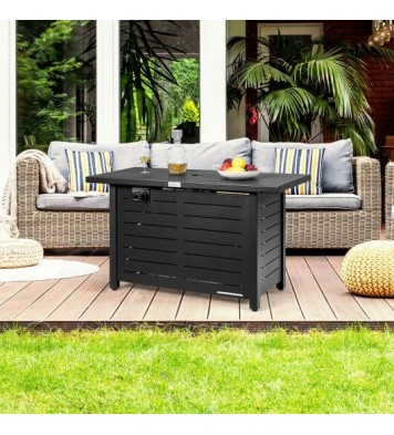 42 Inch 60 000 BTU Rectangular Propane Fire Pit Table with Waterproof Cover