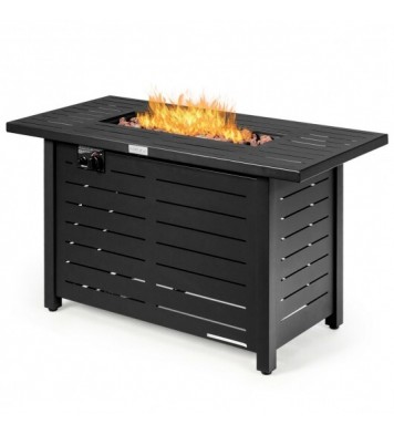 42 Inch 60 000 BTU Rectangular Propane Fire Pit Table with Waterproof Cover