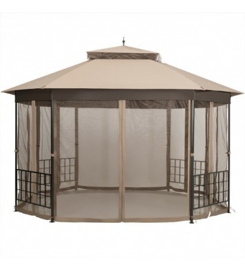 10'x 12' Octagonal Patio Gazebo-Brown