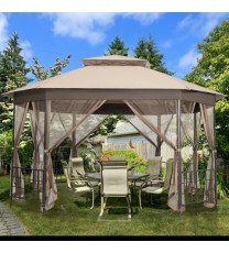 10'x 12' Octagonal Patio Gazebo-Brown