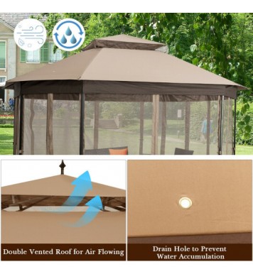 10'x 12' Octagonal Patio Gazebo-Brown