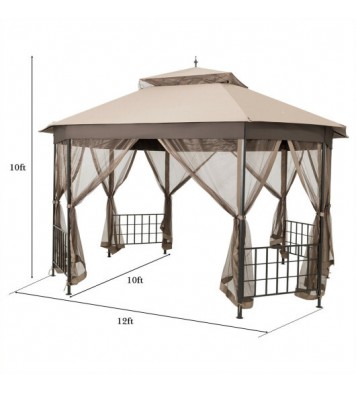 10'x 12' Octagonal Patio Gazebo-Brown