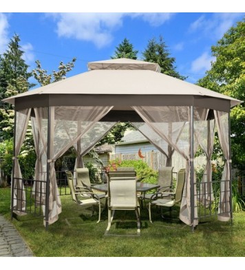 10'x 12' Octagonal Patio Gazebo-Brown