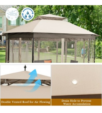 10'x 12' Octagonal Patio Gazebo-Brown