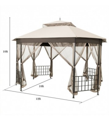 10'x 12' Octagonal Patio Gazebo-Brown