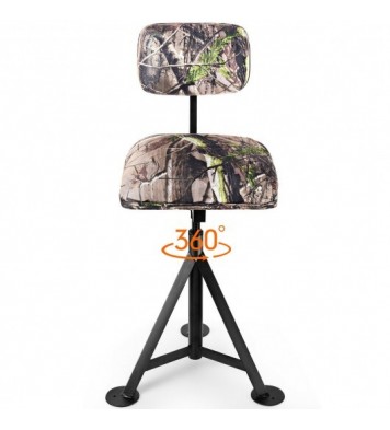 Swivel Hunting Chair Tripod Blind Stool with Detachable Backrest