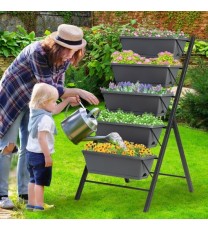 5-Tier Raised Garden Bed with Water Drainage for Flowers Vegetables