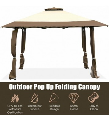 13 Feet x 13 Feet Pop Up Canopy Tent Instant Outdoor Folding Canopy Shelter-Blue