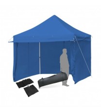 10 x 10 Feet Pop-up Gazebo with 5 Removable Zippered Sidewalls and Extended Awning-Blue