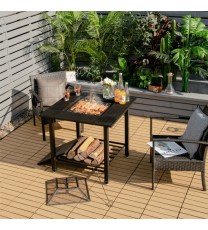 31 Inch Outdoor Fire Pit Dining Table with Cooking BBQ Grate