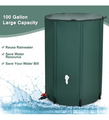 100 Gallon Portable Rain Barrel Water Collector Tank with Spigot Filter