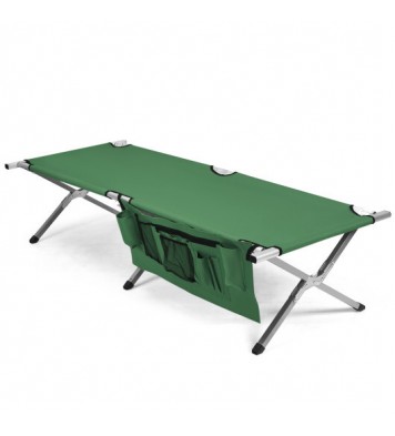 Folding Camping Cot Heavy-duty Camp Bed with Carry Bag-Green