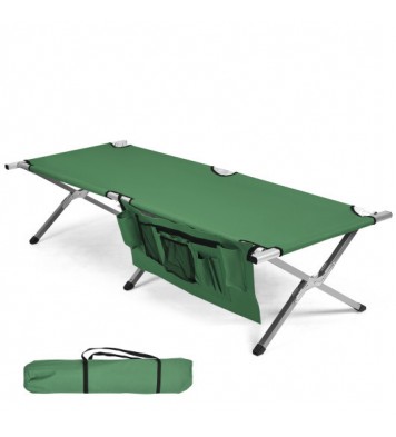 Folding Camping Cot Heavy-duty Camp Bed with Carry Bag-Green