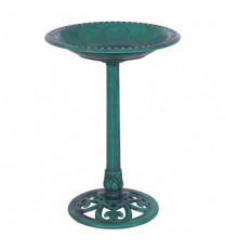 Outdoor Garden Green Pedestal Bird Bath Feeder