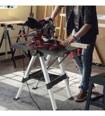 Portable Folding Workbench with Adjustable Height for Garage Home-Black & Red