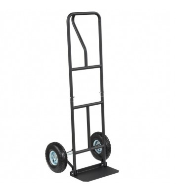 P-Handle Hand Truck with Foldable Load Plate for Warehouse Garage-Black