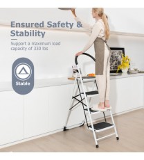 4-Step Folding Ladder with Anti-Slip Pedal Platform 330Lbs Capacity