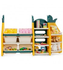 3-in-1 Kids Toy Storage Organizer with Bookshelf Corner Rack