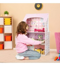 2-In-1 Kids Kitchen Playset and Dollhouse with Accessories