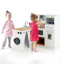 2-Pieces Wooden Kids Kitchen Playset with Light and Sound