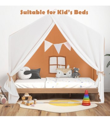 Kid's Play Tent with Washable Cotton Mat and Flag Banner-Orange