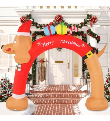 8 Feet Lighted Inflatable Christmas Dachshund Arch with Air Blower