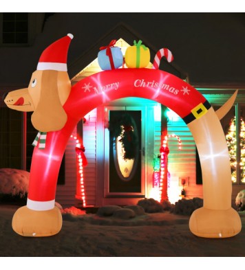 8 Feet Lighted Inflatable Christmas Dachshund Arch with Air Blower