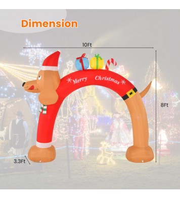 8 Feet Lighted Inflatable Christmas Dachshund Arch with Air Blower