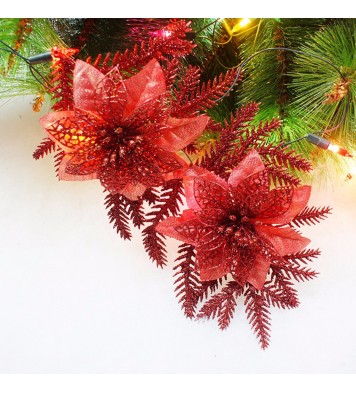 Glitter Artificial Christmas Tree Flowers Ornament Pendant Xmas Party Decoration