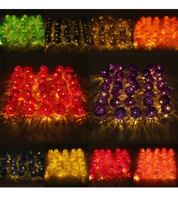 35 LED Rattan Ball String Light Home Garden Fairy Colorful Lamp Wedding Party Xmas Decor