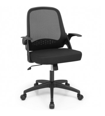 Adjustable Mesh Office Chair Rolling Computer Desk Chair with Flip-up Armrest-Black - Color: Black