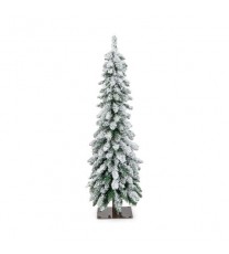 4 Feet Pre-Lit Artificial Christmas Tree Snow-Flocked Slim Pencil Xmas Decor - Color: White - Size: 4 ft