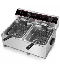 3400W Dual Tank Electric Countertop Deep Fryer - Color: Silver