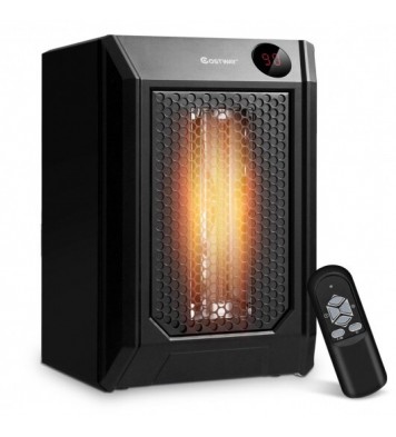 1500 W Remote Control Portable Electric Digital Quartz Space Heater - Color: Black