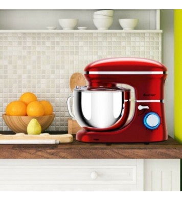 6.3 Quart Tilt-Head Food Stand Mixer 6 Speed 660W-Red - Color: Red