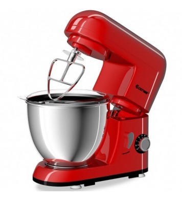 4.3 Qt 550 W Tilt-Head Stainless Steel Bowl Electric Food Stand Mixer-Red - Color: Red