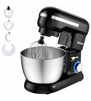 4.8 Qt 8-speed Electric Food Mixer with Dough Hook Beater-Black - Color: Black