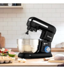 4.8 Qt 8-speed Electric Food Mixer with Dough Hook Beater-Black - Color: Black