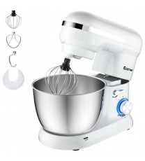 4.8 Qt 8-speed Electric Food Mixer with Dough Hook Beater-White - Color: White