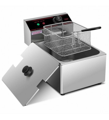 1700W Single Electric Deep Fryer with Basket Scoop Unit - Color: Silver